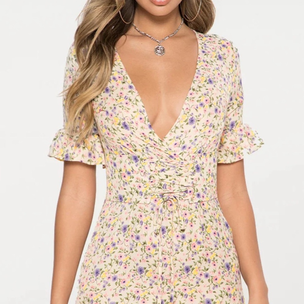 PrettyLittleThing Cream Ruffled Sundress NWT